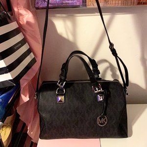 Michael Kors Grayson Large Signature Black Satchel